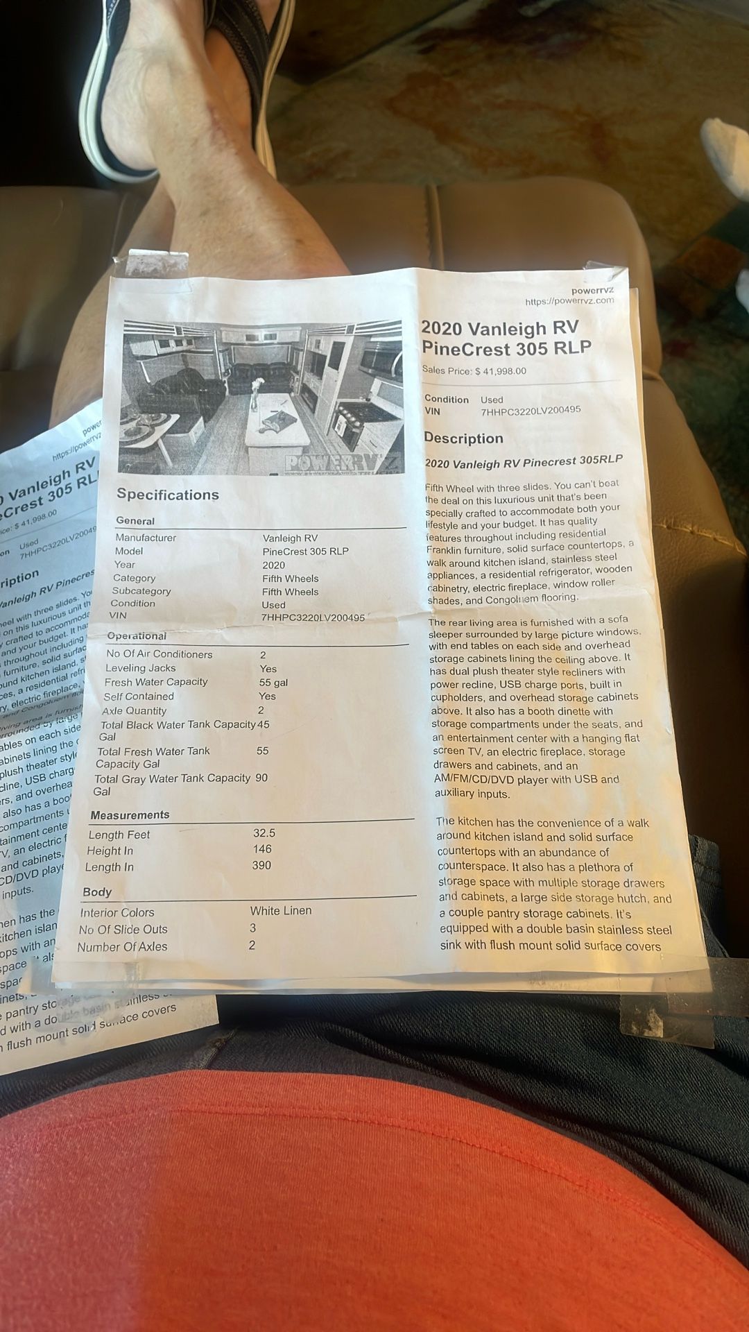 2020 Tiffen Vanleigh RV Pine rest 305 RLP