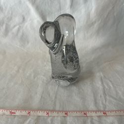 Vintage Leonard Towle Art Glass Hound Dog Paperweight with Bullicante Bubbles