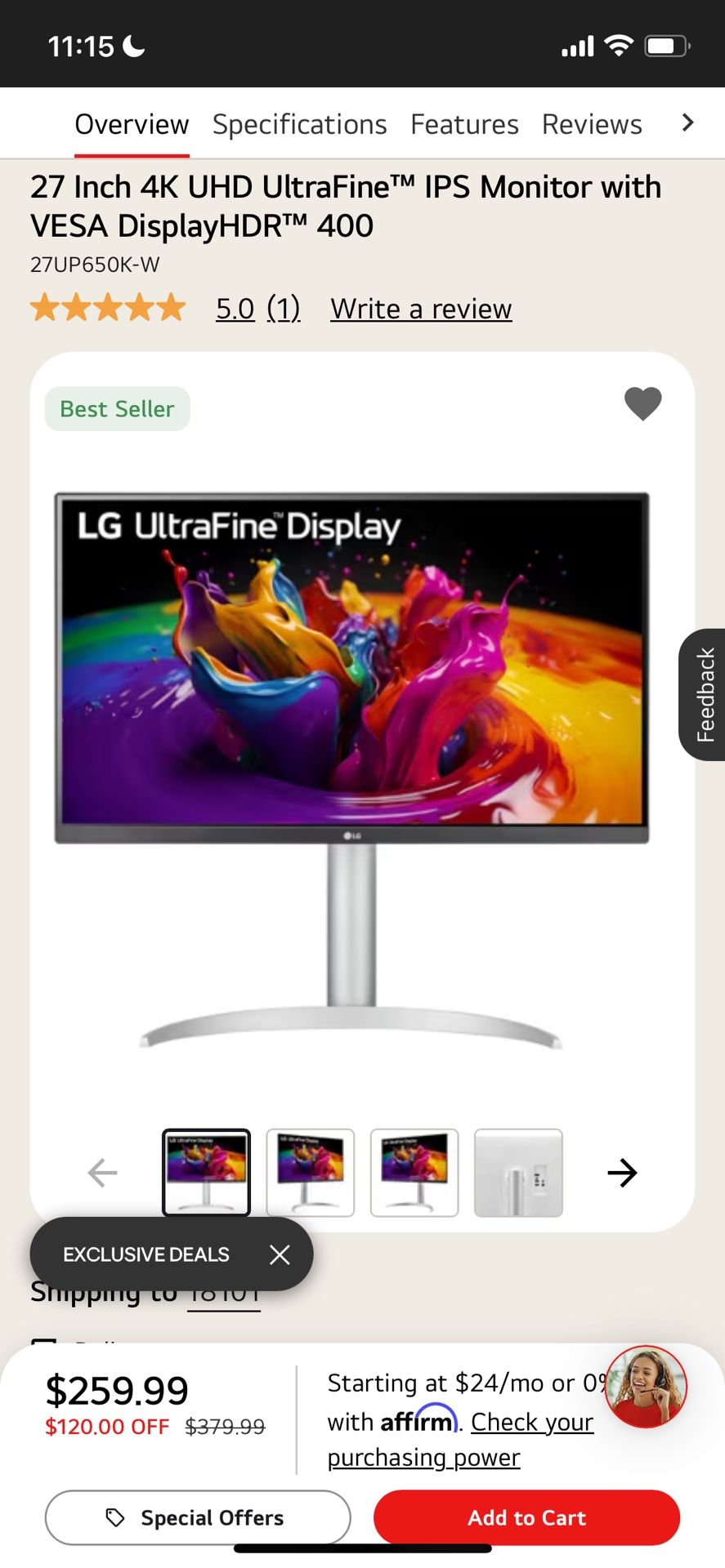 27in 4k UHD LG Gaming Monitor 