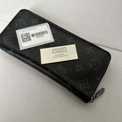 Louis Vuitton Monogram Eclipse Vertical Zippy Round Long Wallet - Black