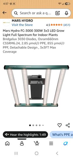 Mars Hydro FC-3000 300W 3x3 LED Grow Light Full Spectrum