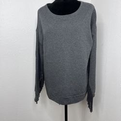 Cato Ladies Size L sweatshirt Semi Cropped Long Fringe Sleeves Festival Rodeo