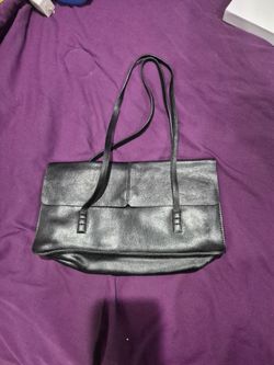 Black Leather Shoulder Tote Bag