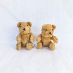 VINTAGE | Ideal Toy Co Mohair Posable Teddy Bears Set Of 2 4" 