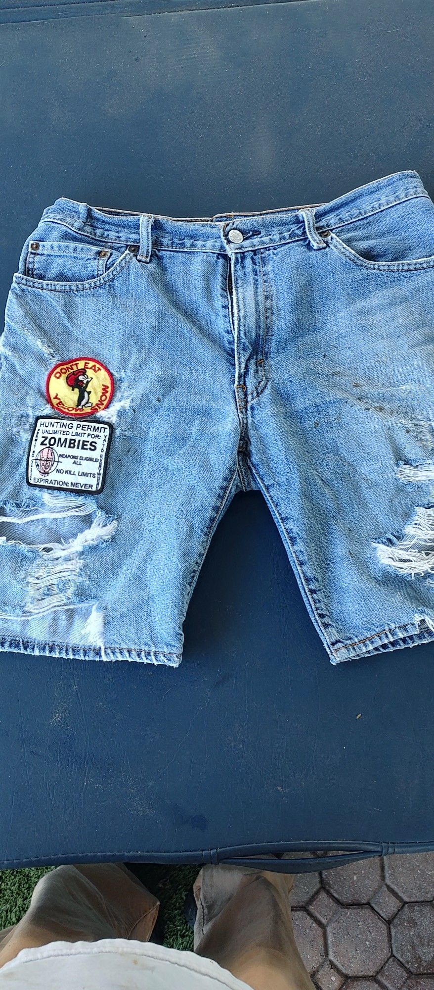 Vintage Hippie Denim Shorts With Patches.