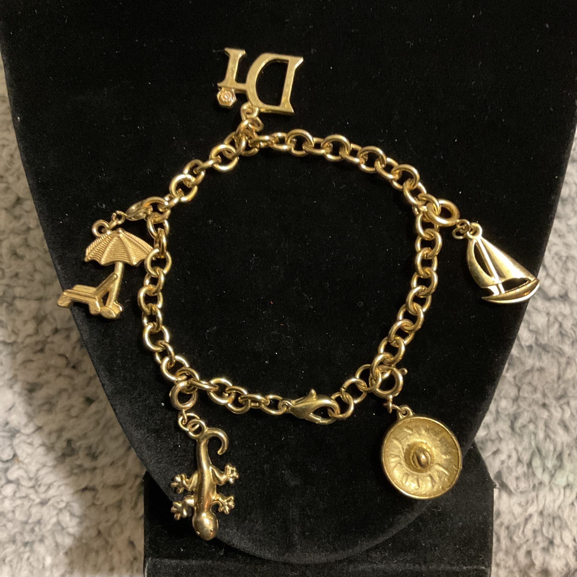 Gold Link Charm Bracelet …5 Charms 