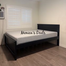 Full Solid Wood Bed With Memory Foam Mattress $440