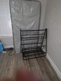 Foldable Metal Bed Frame with Mattress