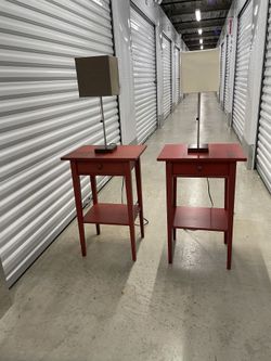 IKEA Hemnes One Drawer Nightstands / End Tables In Red 