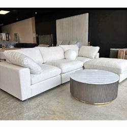 Nixon White Cloud Sectional Sofa 4 Segments Washable Stain Resistant NEW