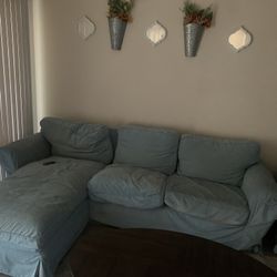Blue Couch With Love Seat And Ottoman