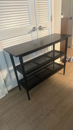 Black Console Table with Two Mesh Shelves