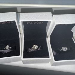 Pandora Sterling Silver Rings - Pear Halo, Round, & Square