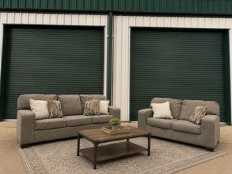 OBO Gray-Taupe Sofa & Loveseat Set – Clean & Comfortable