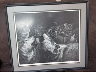 Signed print of wolves