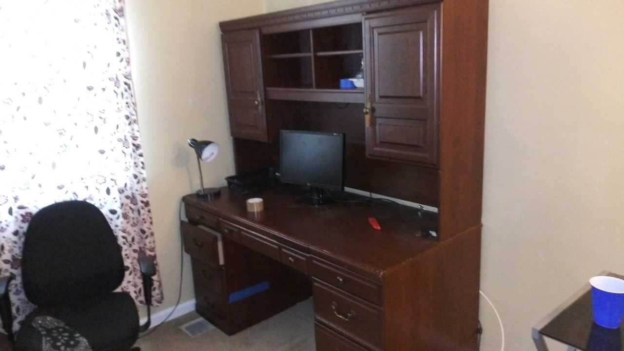 Solid wood desk, night stands. Must be picked up by 8/24/19