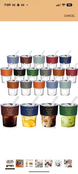 20 Pcs Employee Appreciation Gift Cups May You Be Proud Glass Tumbler with Straw and Lid 13.5 oz Leak Proof Cup with Leather Sleeve Inspirational Than