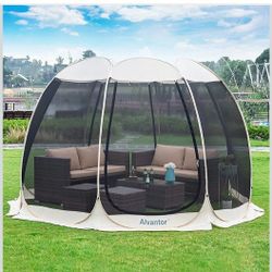 Alvantor Screen House Room Camping Tent Outdoor Canopy Dining Gazebo Pop Up Sun Shade Hexagon Shelter Mesh Walls10'x10' Beige Patent