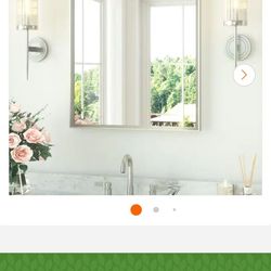 KeonJinn 24 in. W 30 in. H Rectangle Aluminum Framed Wall Bathroom Vanity Mirror in Brushed Nickel