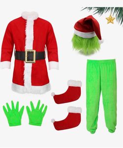 Kids Grinch Santa Christmas Costume Set