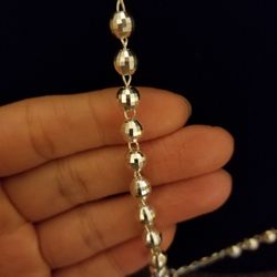 925 Italy Sterling Silver Diamond Cut Beads Virgin Mary Rosary Necklace 28" for Men Women Rosario Plata 925 Virgen De Guadalupe 28"