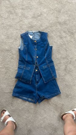 Denim two-piece matching set
