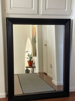 STUNNING 37x47" Oversized Mirror – Classic Ridged Chocolate Frame