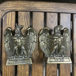 Vintage Cast Brass Bookends Celebrating 1776