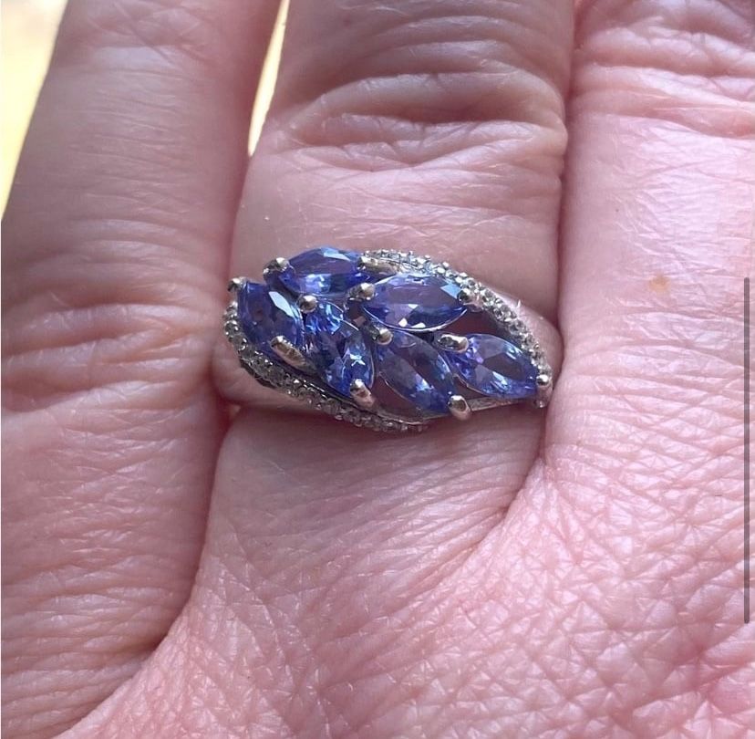 Natural Tanzanite Ring 925 Sz 7