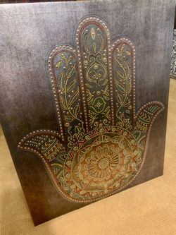 Hamsa Hand & Elephant Wall Art Canvas