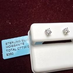 4mm VVs1 Moissanite Stud Earrings Set In Sterling Silver .925