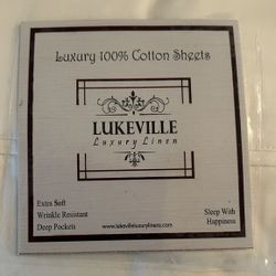 Brand New 4 piece Lukeville Luxury Linen Brand, twin XL, White, deep pockets, cooling 100% Cotton