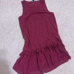 New small Burgandy sleeveless tank top dress ruffle short forever 21
