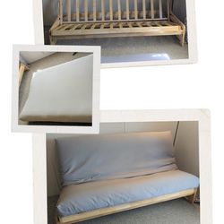Futon with frame and full-size mattress