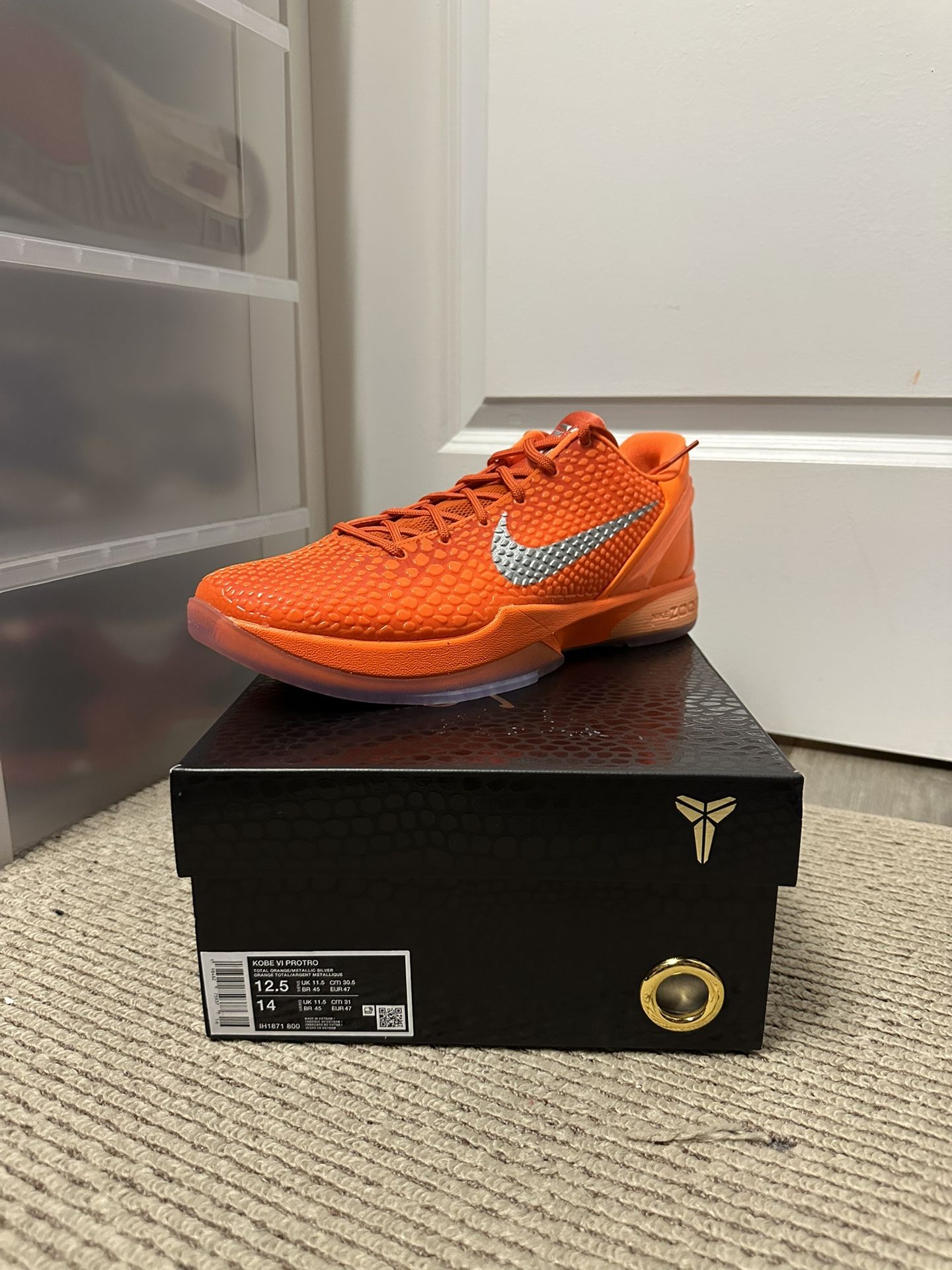 Nike Kobe 6 Protro Total Orange Size 12.5