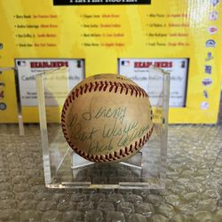 Hank Aaron Autographed Baseball With Case and Stand