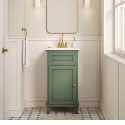 Allen & Roth 18-in Basil Green Undermount Single Sink Bathroom 
