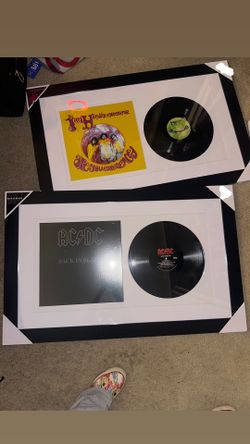 ACDC & Jimmy Hendrix Vinyl And Cover In Frame New