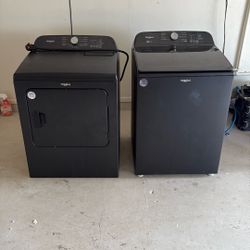 Whirlpool 5.3 cu.ft. Top Load Washer Volcano Black & Whirlpool 7.0 cu.ft. Vented Top Load Electric Dryer Volcano Black