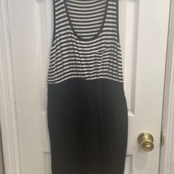 Forever 21 black and white striped tank mini dress size Medium