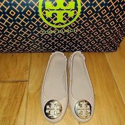 Tory Burch Designer Quilted Light Pink Beige Ballet Flats Size 5