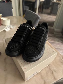 Alexander McQueen Black Rhinestone Crystal Oversized Sneakers