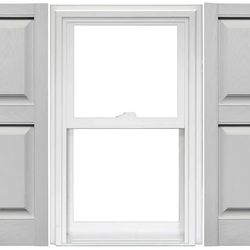 Mid America Raised Panel Vinyl Shutters (1 Pair) - 14.75 x 55 030 Paintable