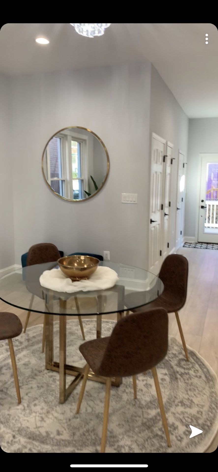 Gorgeous Round brass kitchen or dining table w/4 chairs