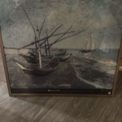 1999 Vincent van Gogh "Fishing Boats on the Beach" Museum Poster LACMA 33"x35"
