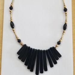 Gold Plated Necklace With Onyx 