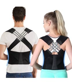 Posture Corrector for Women and Men,Adjustable Shoulder Straightener,Back Support Brace,Upper Spine scoliosis, hunchback Black X-Large