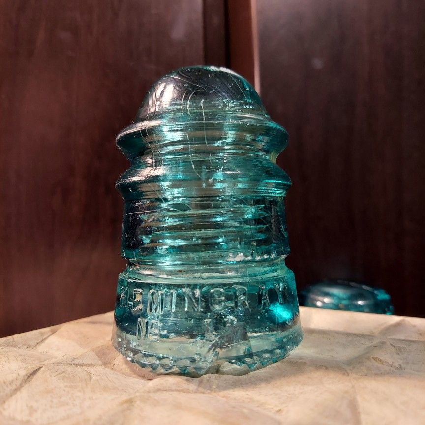 Vintage Hemingray Aqua Blue Glass Insulator