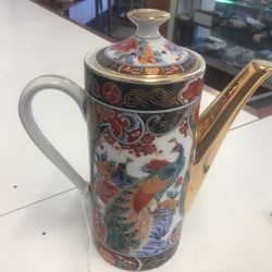 Vintage Peacock Tea Kettle with colorful features