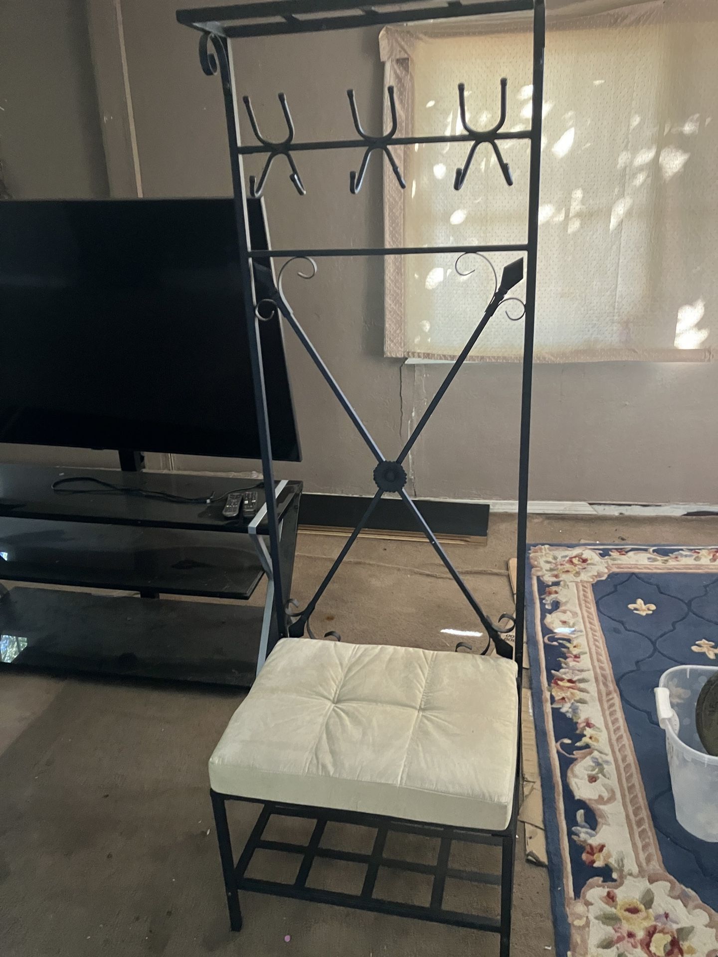Iron Coat Rack and Seat